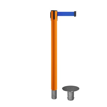 MONTOUR LINE Removable Safety Stanchion Belt Barrier Orange Post 16ft.Blue Belt MSX650R-OR-BL-160